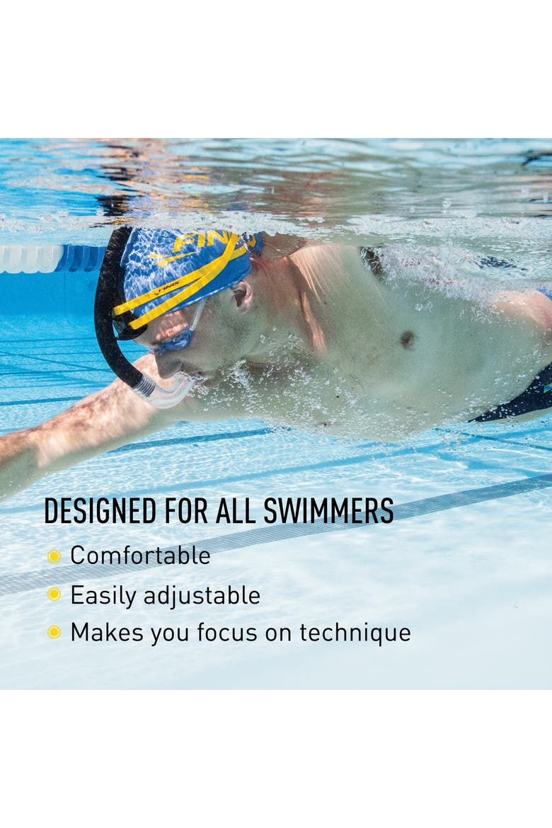 Stability Swimmers Snorkel Bracketless Center Mount Swim Training Snorkel Adjustable Fit Silicone Mouthpiece, Alternate, color, Black