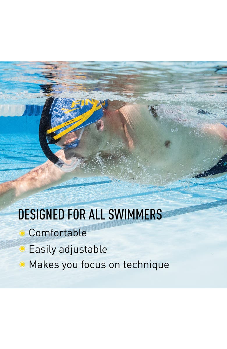 FINIS Stability Swimmers Snorkel Bracketless Center Mount Swim Training Snorkel Adjustable Fit Silicone Mouthpiece, Alternate, color, Black