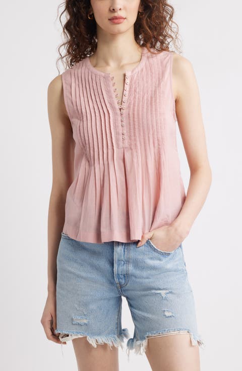 Pintuck Cotton Blend Tank