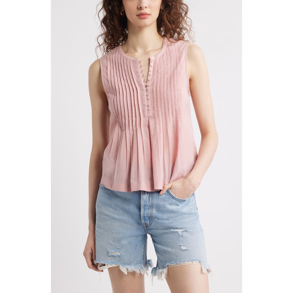Treasure & Bond Pintuck Cotton Blend Tank In Pink Timber