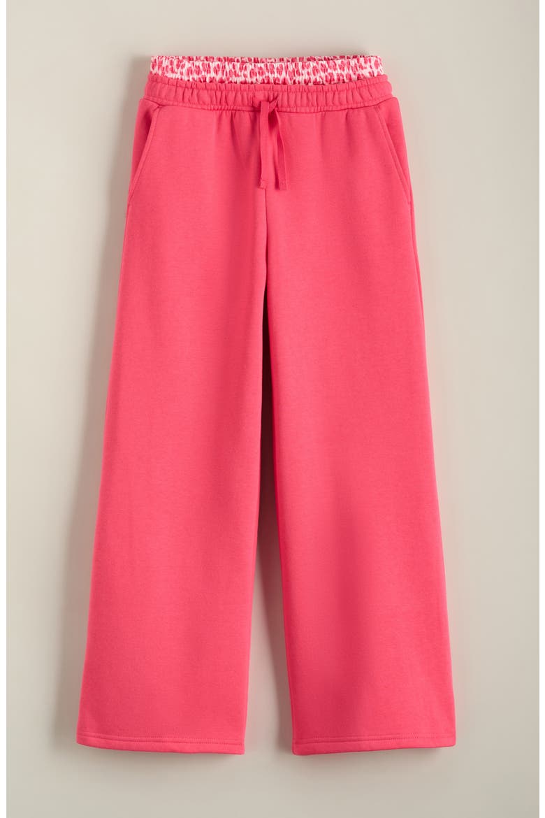 Kids' Mixed Waist Wide Leg Fleece Pants, Main, color, PINK CALIENTE