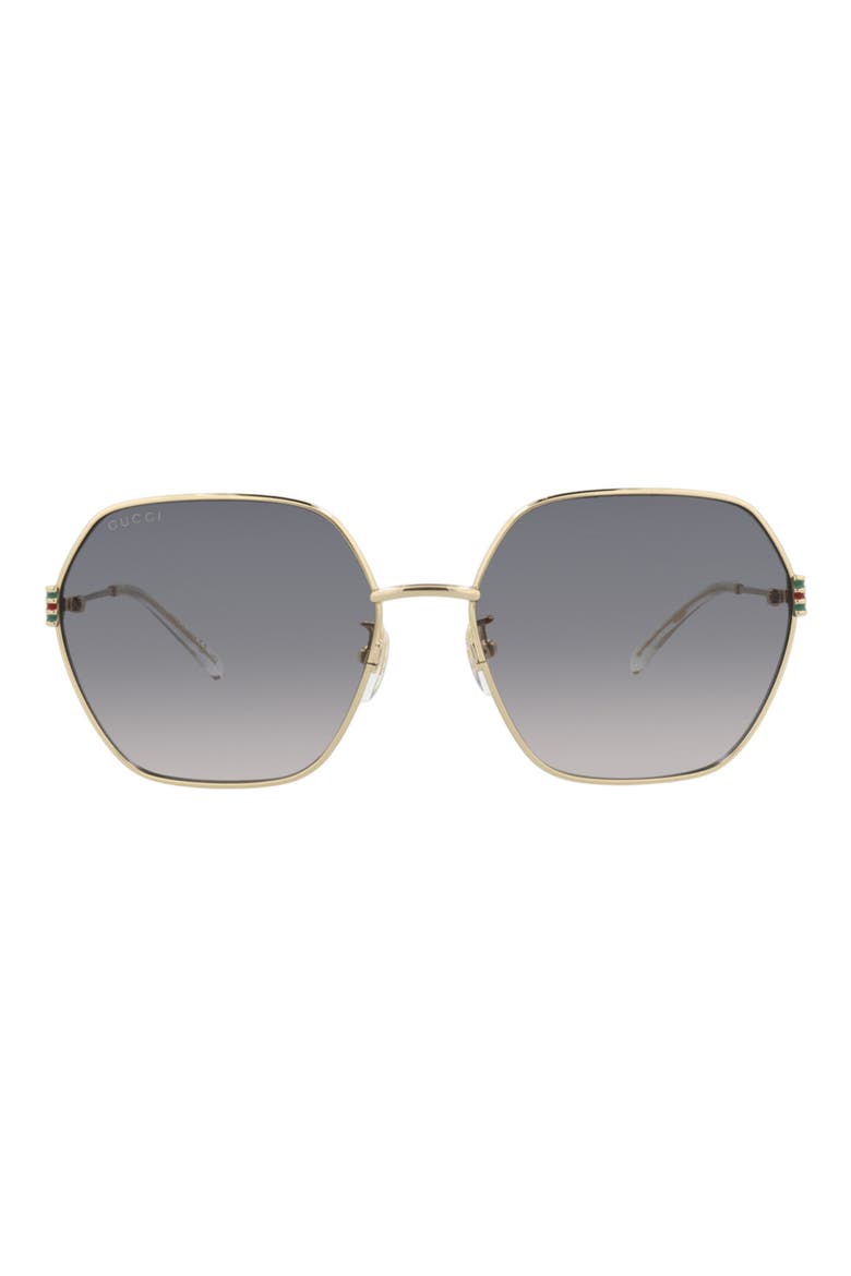 60mm Geometric Sunglasses, Main, color, GOLD GOLD GREY
