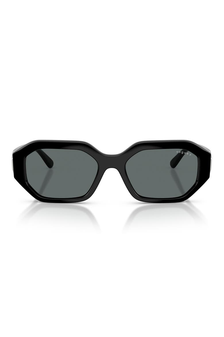 54mm Geometric Polarized Sunglasses, Main, color, BLACK / DARK GREY POLAR