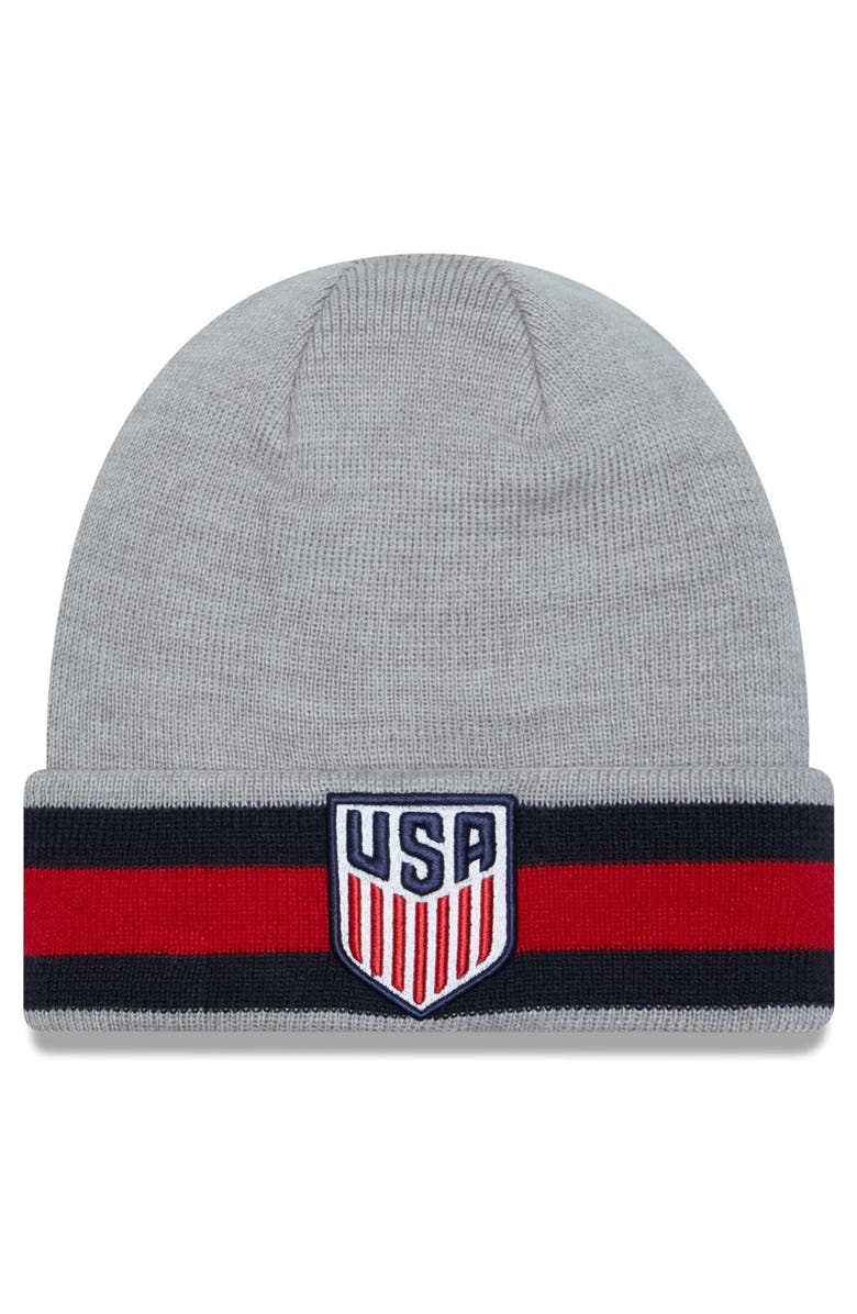 New Era Men's New Era Gray USMNT Banded Cuffed Knit Hat, Main, color, 