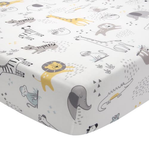 Lambs & Ivy Animal Jungle Soft 100% Cotton Jersey Baby Fitted Crib Sheet In Multi