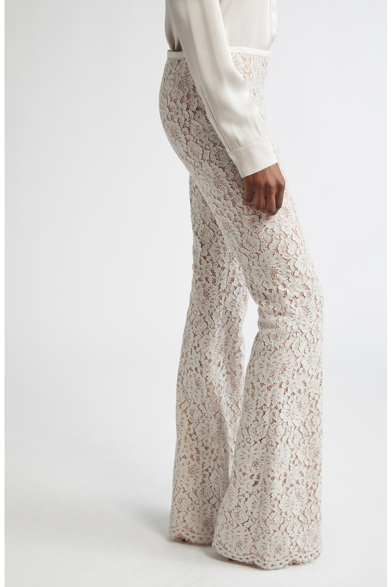 Floral Lace Bootleg Pants, Alternate, color, OYSTER