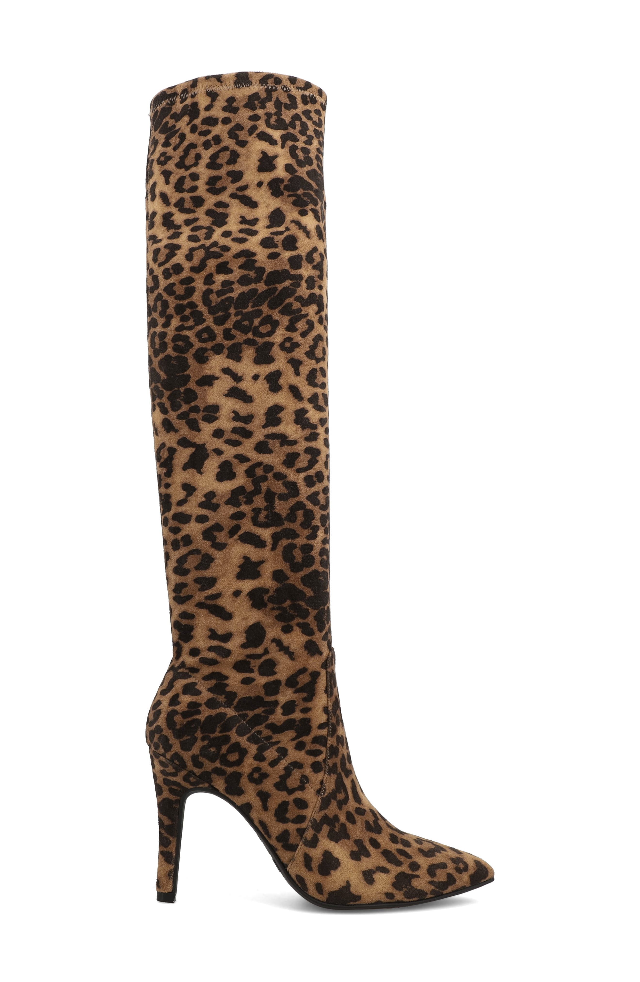 MIA Arisa Pointed Toe Knee High Stiletto Boot, Alternate, color, Leopard Print