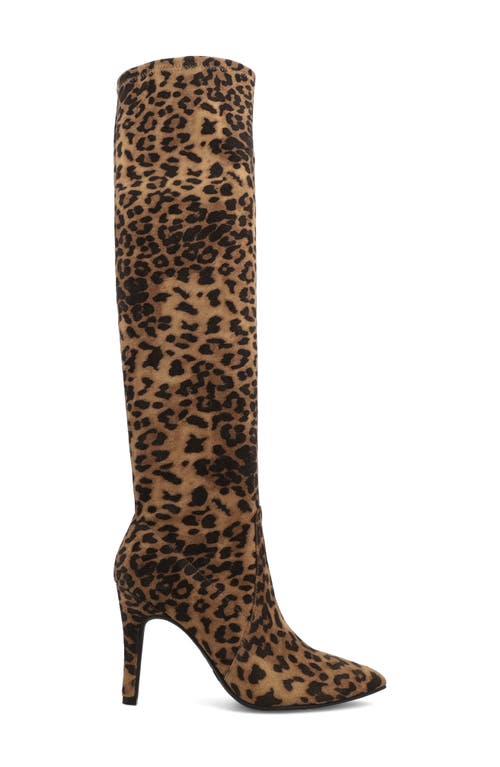 Mia Arisa Pointed Toe Knee High Stiletto Boot In Brown