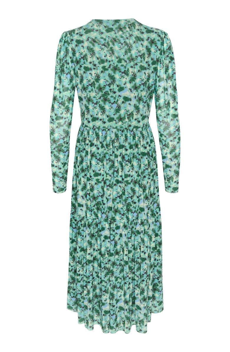 Soaked in Luxury Slaldora V-Neck Mesh Long Sleeve Dress, Alternate, color, Green Brushed Floral