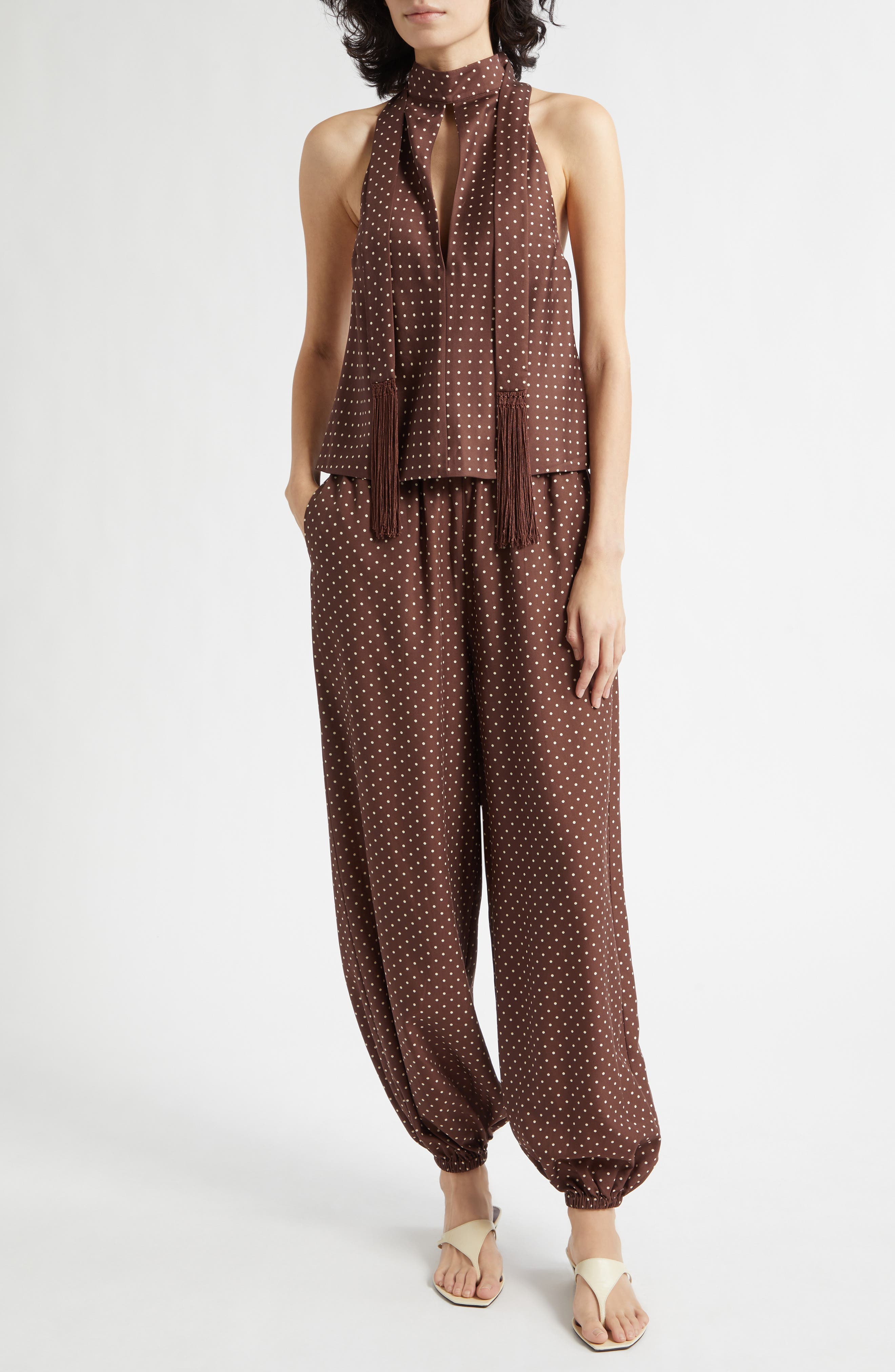 Phoebe Polka Dot Keyhole Halter Neck Top - image 2