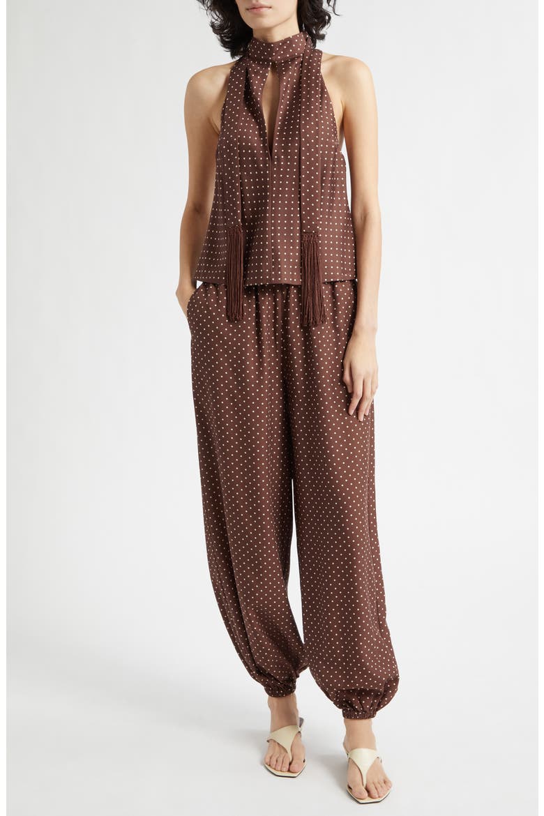 Evie Polka Dot Mid Rise Balloon Pants, Alternate, color, CHOCOLATE VANILLA