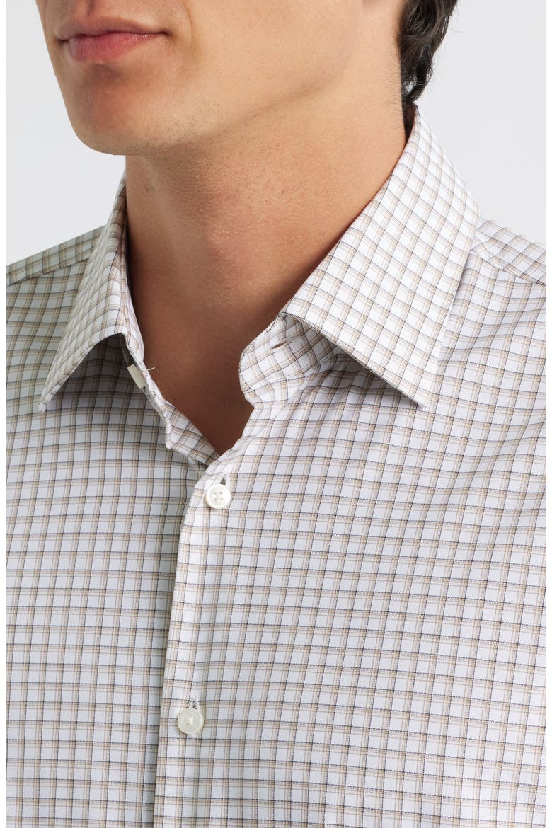 Hank Slim Fit Shadow Check Stretch Dress Shirt, Alternate, color, MEDIUM BEIGE