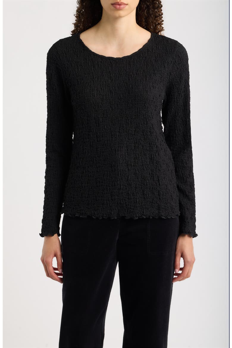 Crinkle Knit Top, Main, color, BLACK
