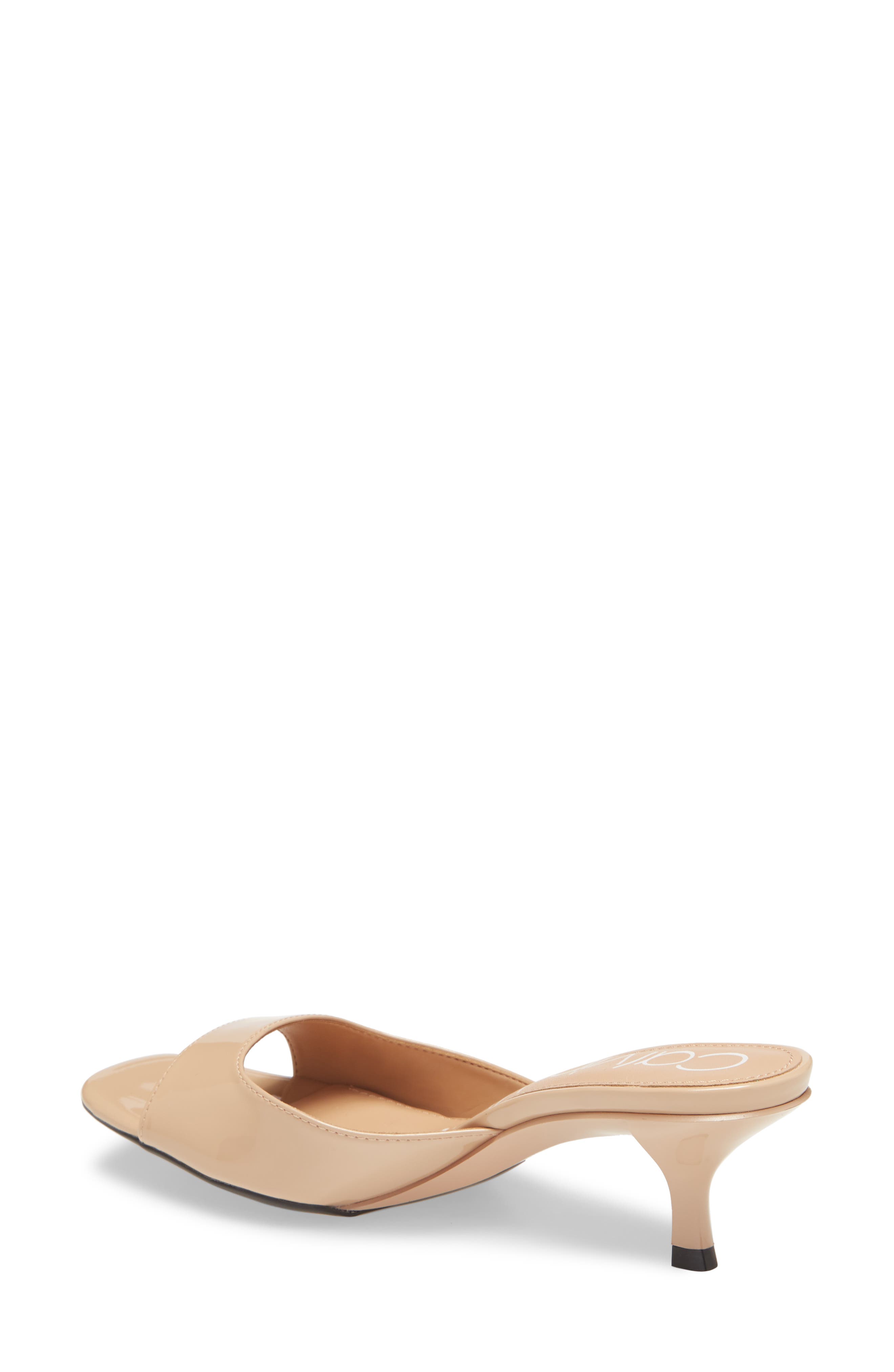 Mega Kitten Heel Slide Sandal, Alternate, color, DESERT SAND PATENT LEATHER