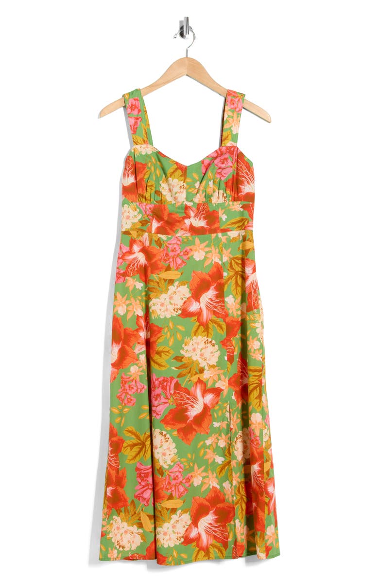 Vince Camuto Floral Print Cotton Poplin Midi Dress, Alternate, color, 