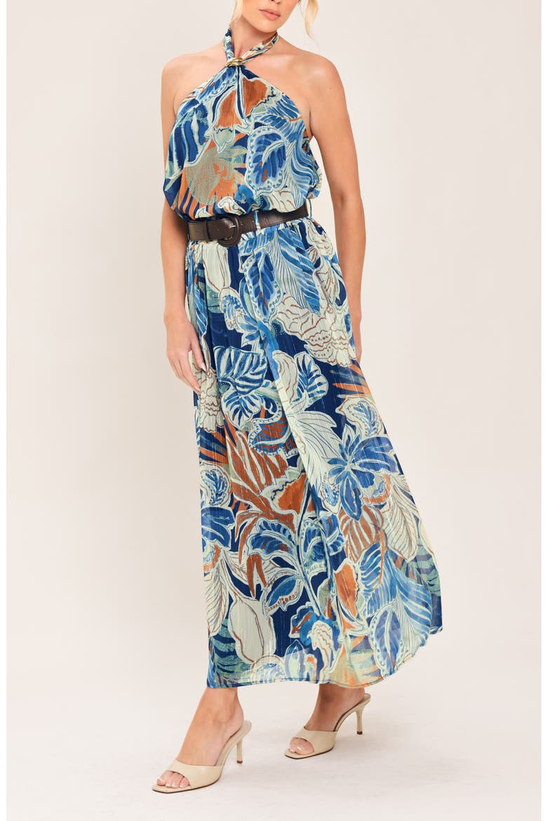 Print Ankle Skirt, Alternate, color, NAVY BROWN