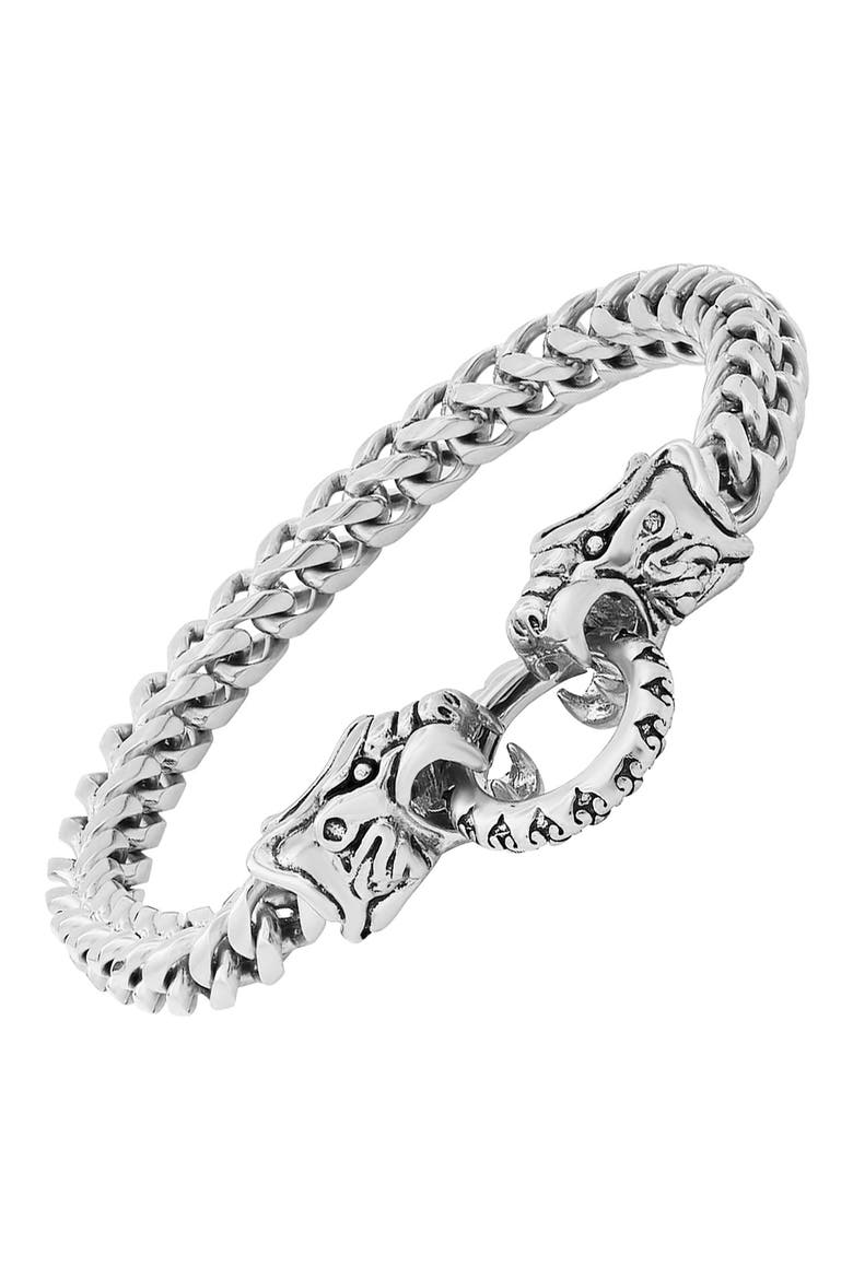 HMY JEWELRY Stainless Steel Dragon Cuff Bracelet, Alternate, color, METALLIC
