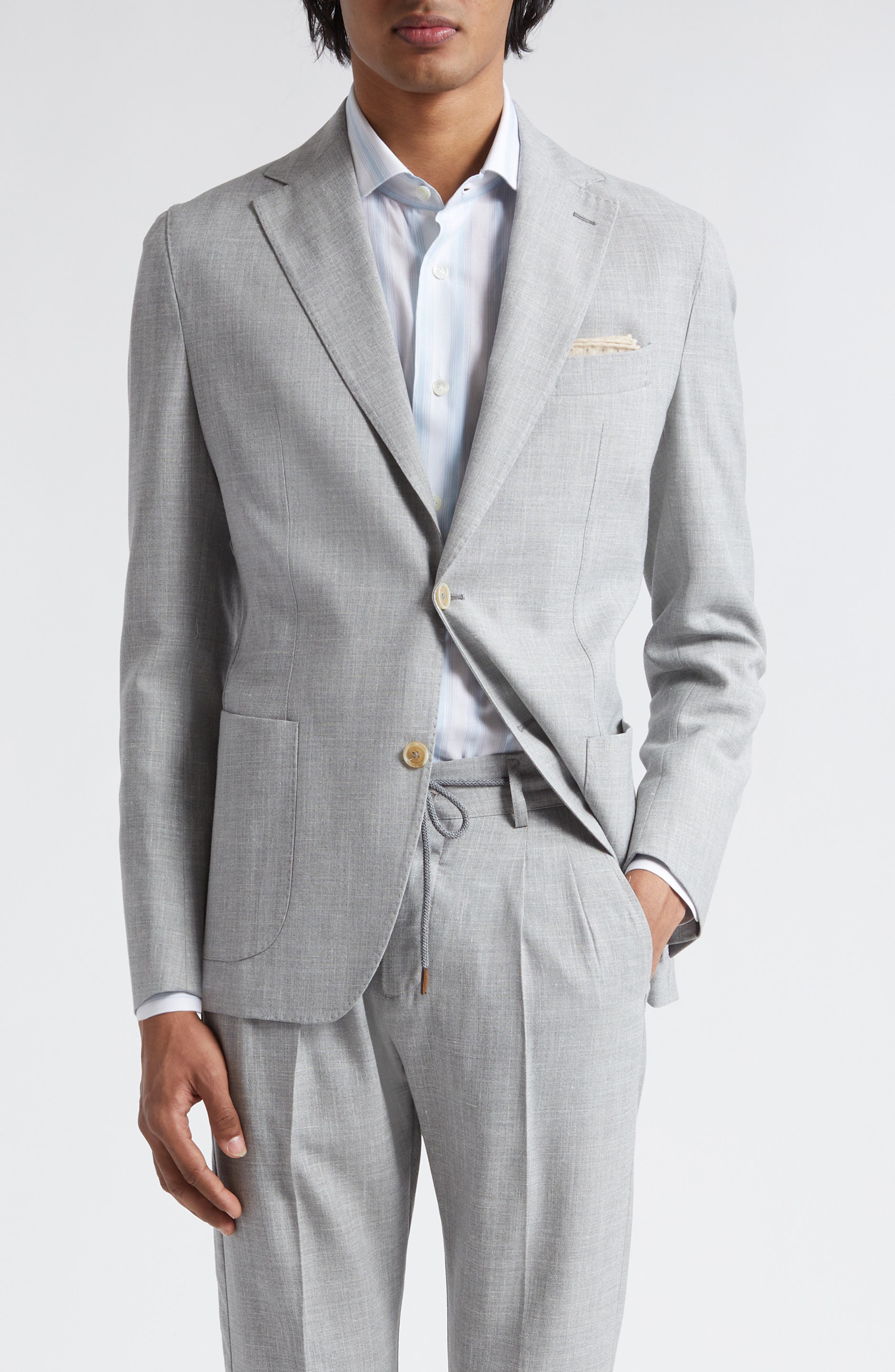 Unstructured Wool & Silk Blend Blazer