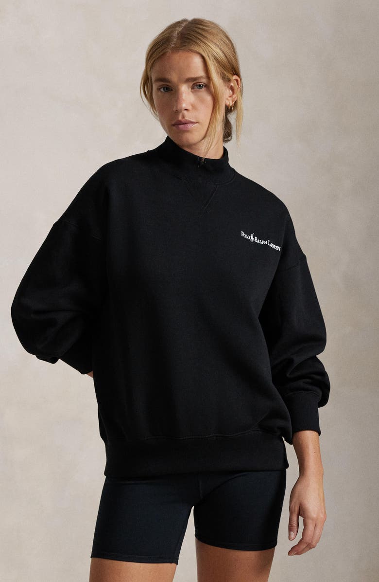 Polo Ralph Lauren Vintage Logo Oversize Mock Neck Sweatshirt, Alternate, color,