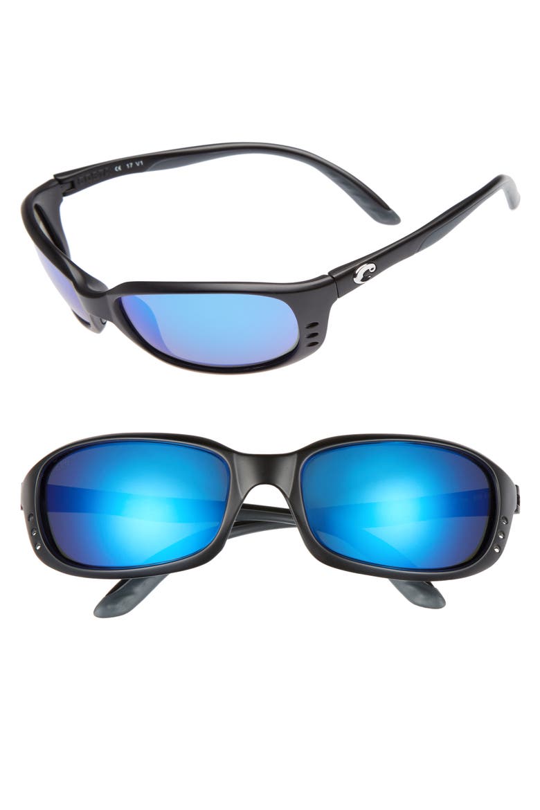 Brine 60mm Polarized Sunglasses, Main, color, BLACK/ BLUE MIRROR