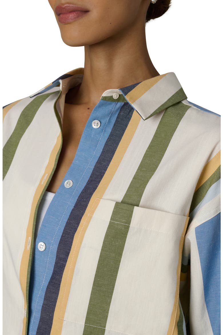 The Boyfriend Stripe Cotton Blend Shirt, Alternate, color, AZURE VARIEGATED S