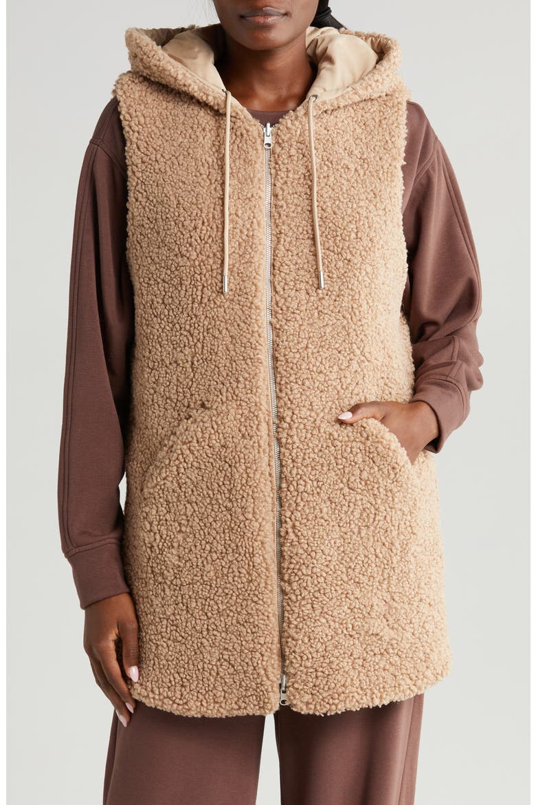 Cozy Insulated Hooded Faux Shearling Reversible Vest, Alternate, color, TAN TAUPE