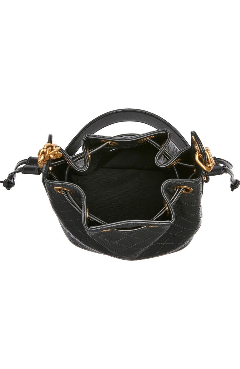 Saint Laurent Cassandre Quilted Leather Bucket Bag, Alternate, color, Noir