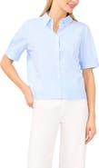 Halogen® Stripe Puff Sleeve Button-Up Shirt