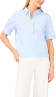 Halogen® Stripe Puff Sleeve Button-Up Shirt
