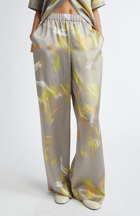 Riverside Pastel Smudge Silk Satin Pants