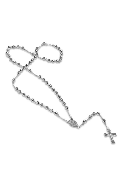 Men's Stainless Steel Rosary Crucifix Y-Necklace