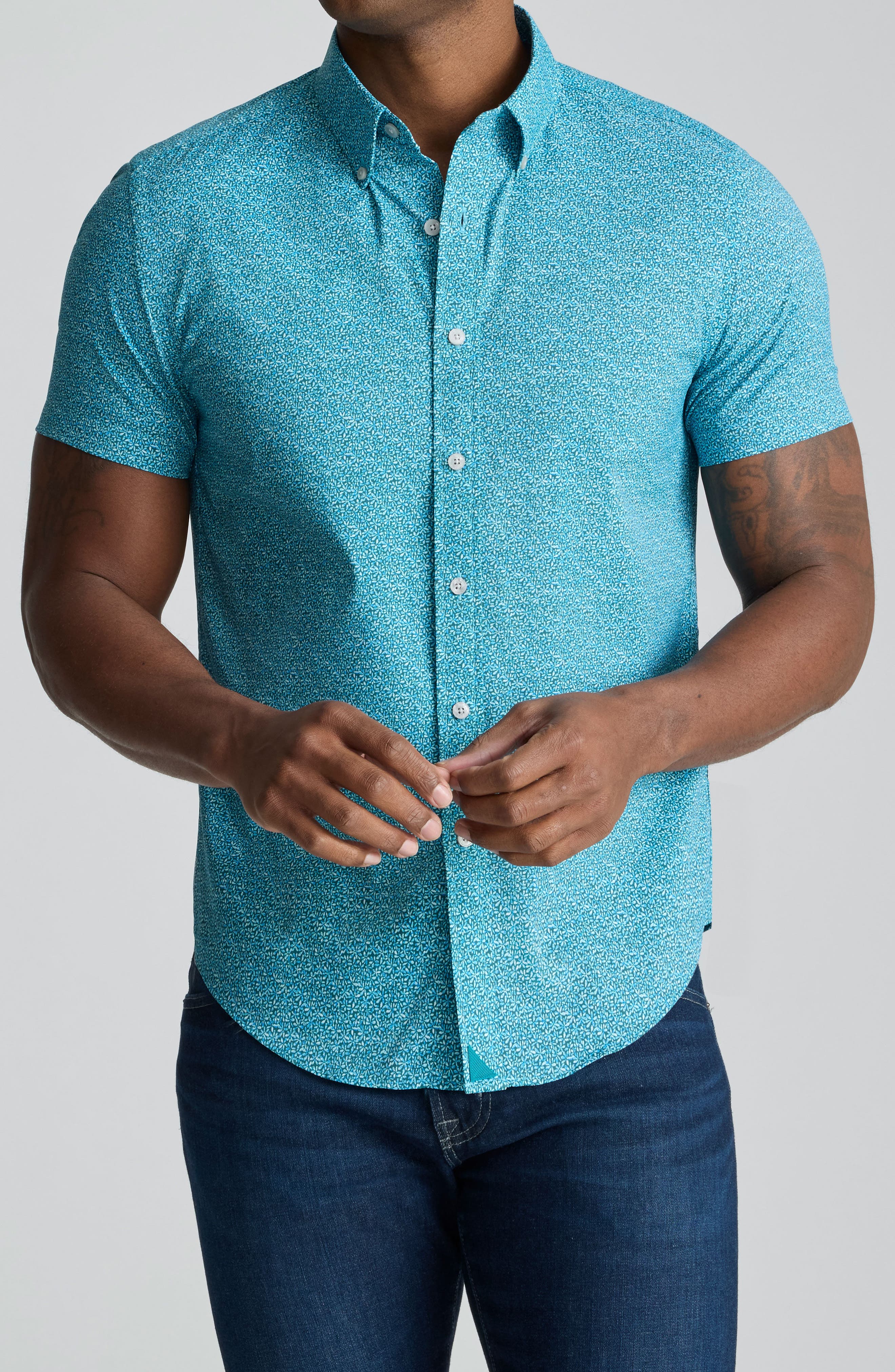 Halloway Floral Short Sleeve Performance Button-Down Shirt