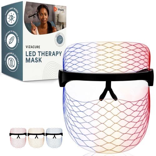 Lifepro Silicone Face LED Mask Red Light Therapy Mask with 3 Colors for At-Home Skincare in Black at Nordstrom