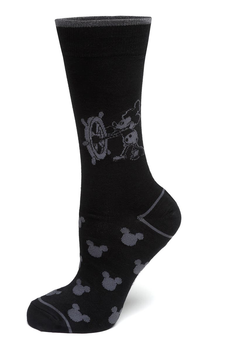 Mickey Mouse Steamboat Willie Socks & Lapel Pin Gift Set, Alternate, color, BLACK MULTI