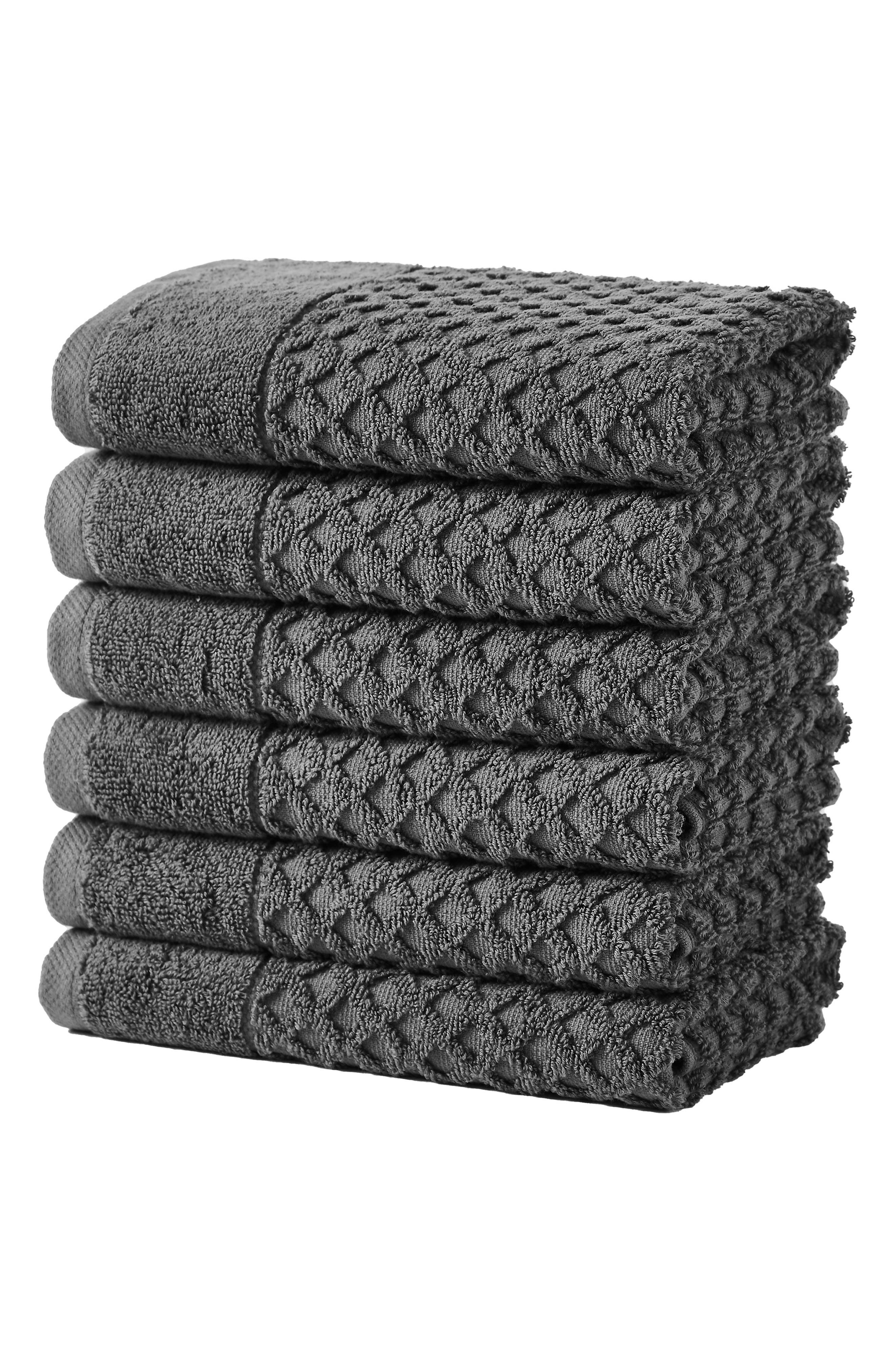 Woven & Weft 6-Pack Diamond Textured Hand Towels