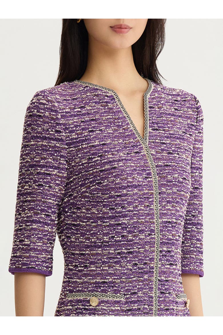 Lurex Eyelash Ribbon Knit Sheath Dress, Alternate, color, Fresh Purple/Biscotti/Black