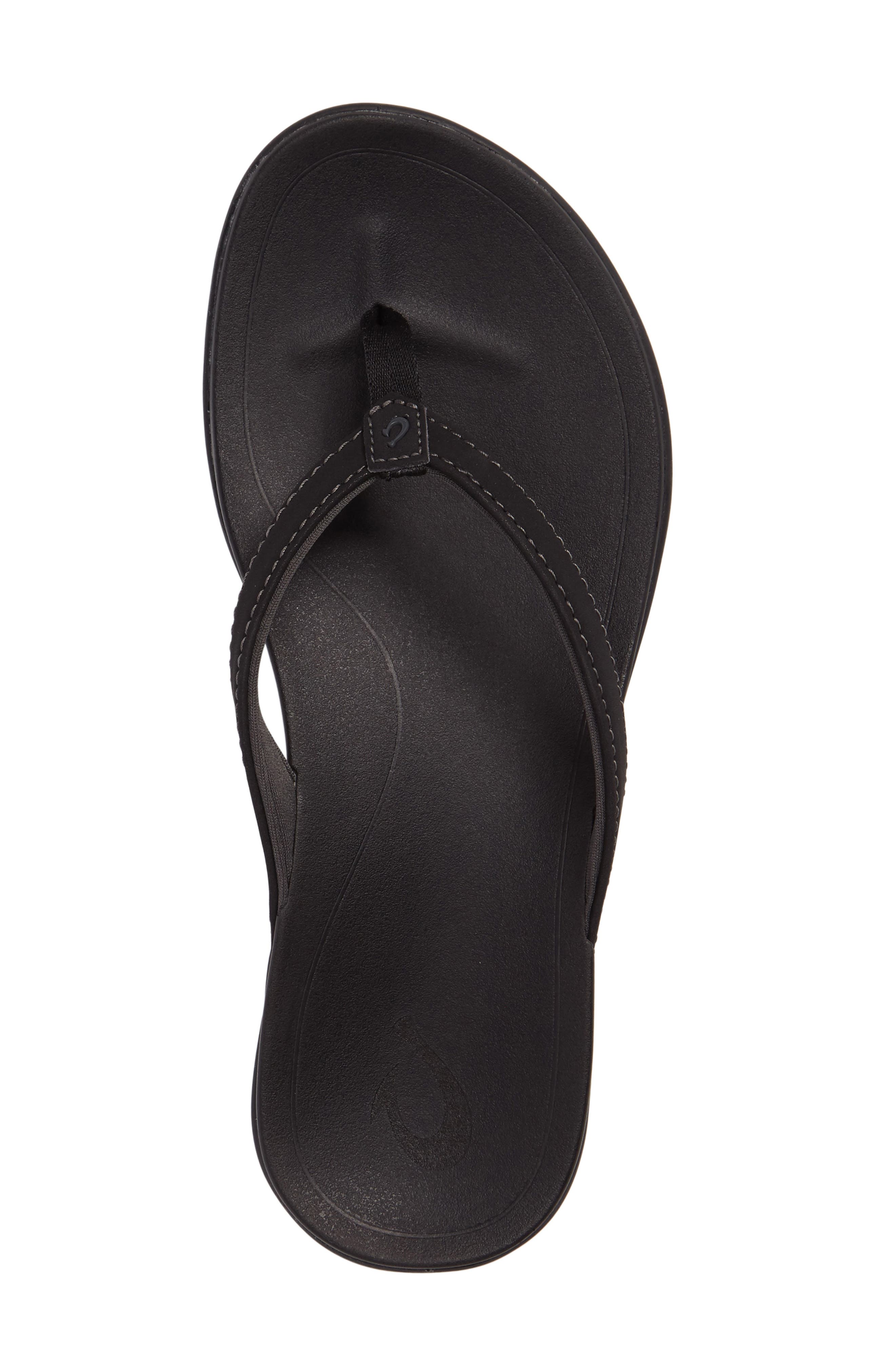 OluKai Ho Opio Flip Flop, Alternate, color, Onyx Faux Leather