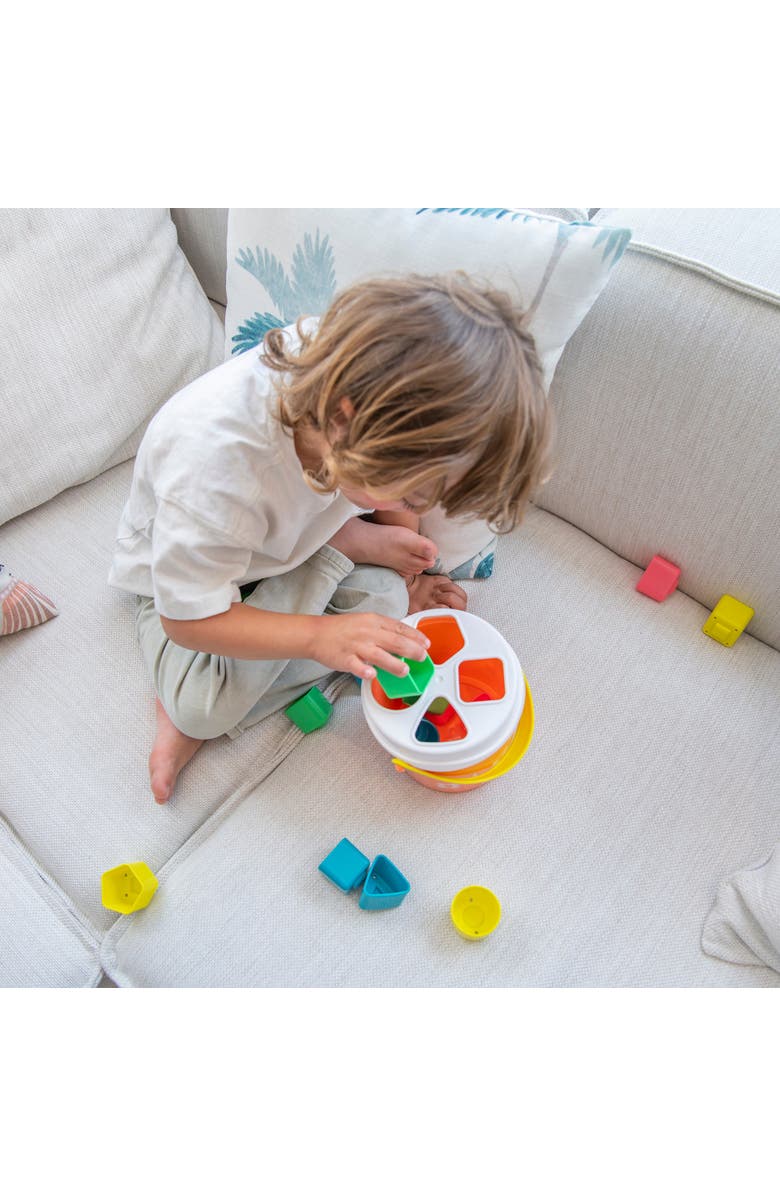 Miniland Feel to Learn Shape sorting bucket, Alternate, color, Orange Multi