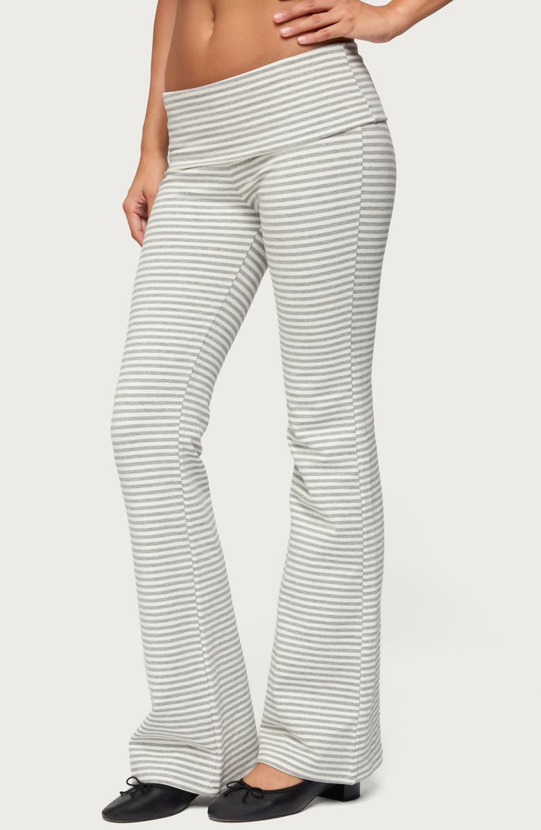 EDIKTED Kaeli Stripe Flare Pants, Alternate, color, Gray-And-White