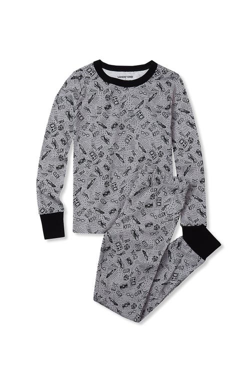 Lands' End Kids Pattern Snug Fit Pajama Set In Black