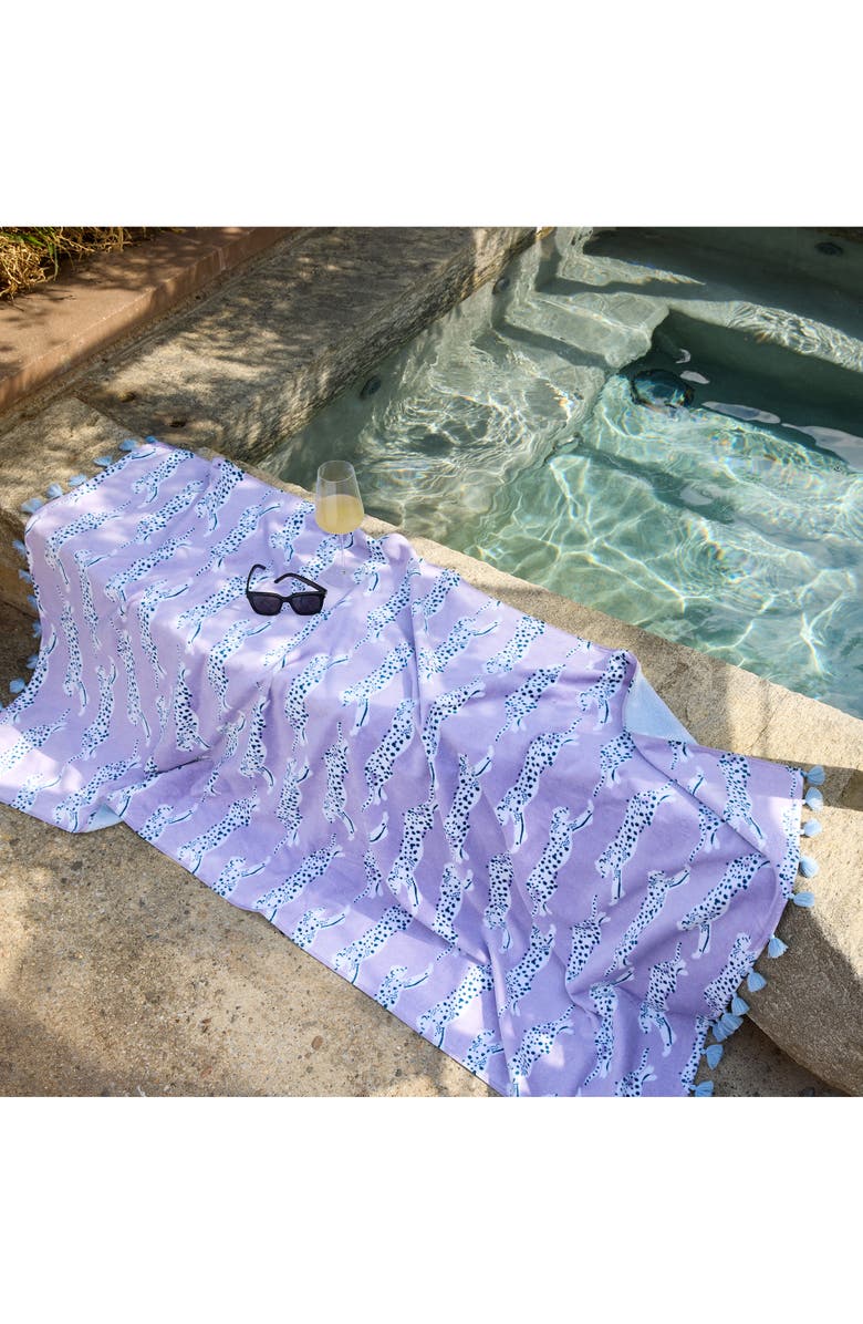 Matouk Leaping Leopard Beach Towel, Alternate, color, Lilac