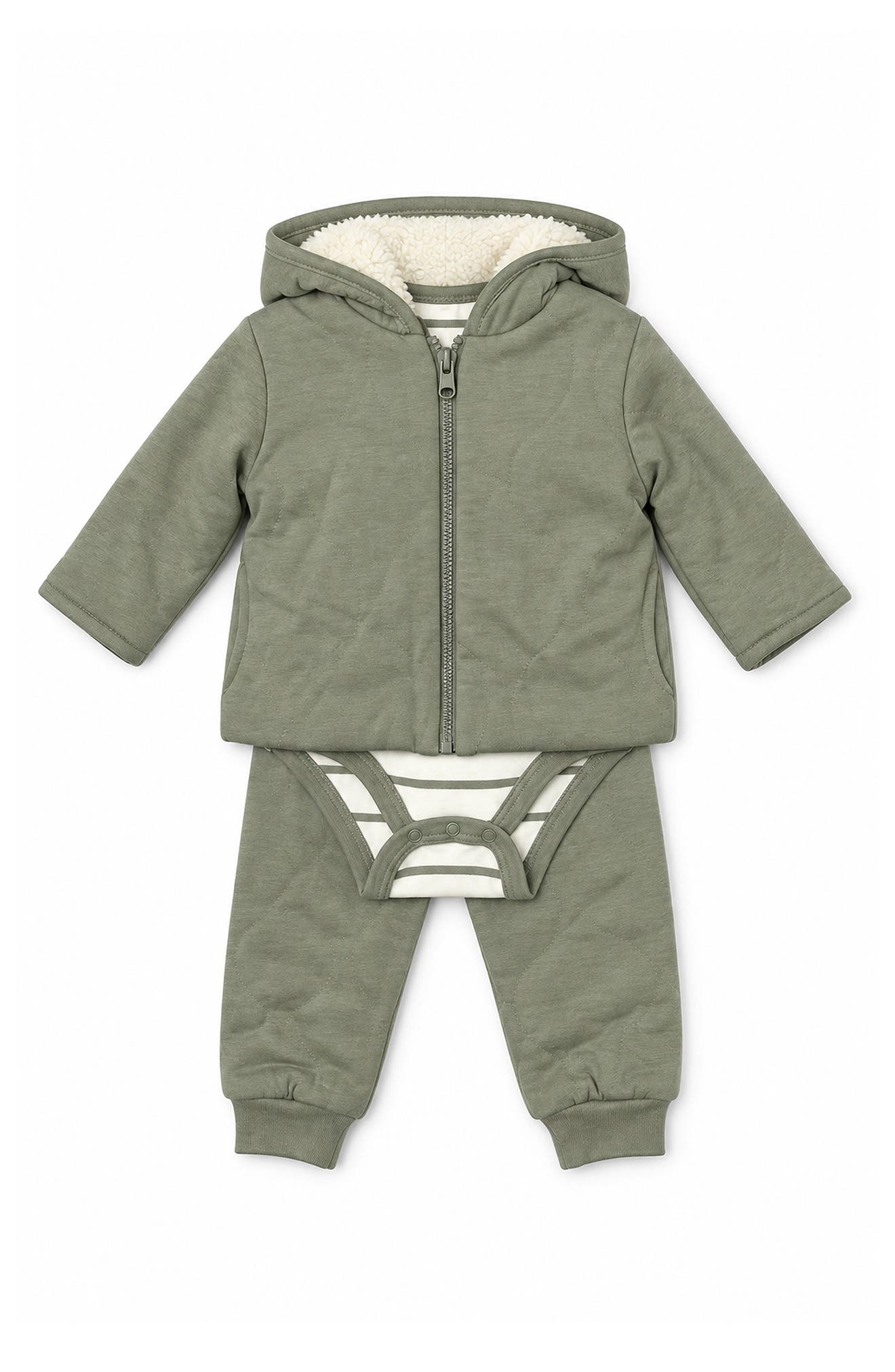 Kids' 3-Piece Quilted Jacket, Bodysuit & Joggers Set