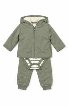 Kids' 3-Piece Quilted Jacket, Bodysuit & Joggers Set