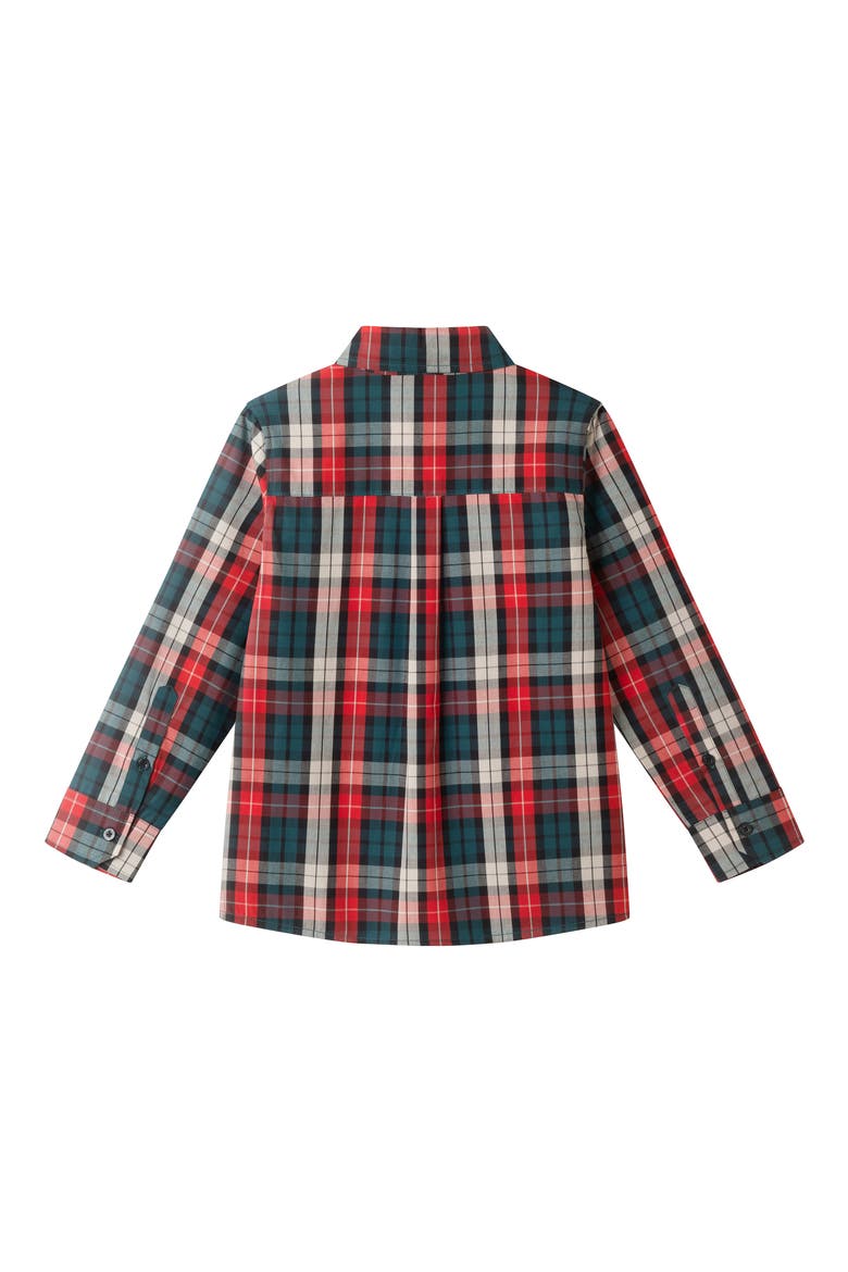 Kids' Two-Piece Plaid Cotton Flannel Button-Up Shirt & Bow Tie Set, Alternate, color, RED PLAID