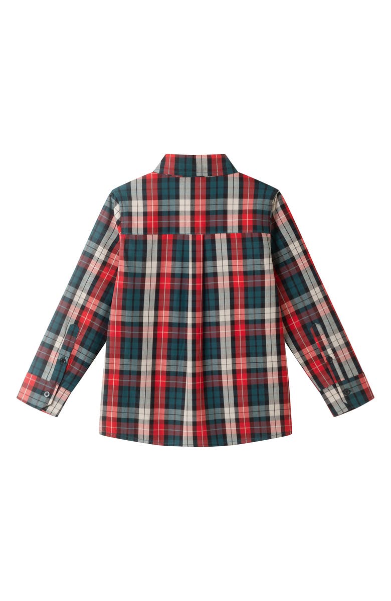 Andy & Evan Kids' Two-Piece Plaid Cotton Flannel Button-Up Shirt & Bow Tie Set, Alternate, color, Red Plaid