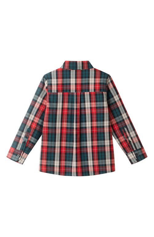 Andy & Evan Kids' Two-piece Plaid Cotton Flannel Button-up Shirt & Bow Tie Set In Multi
