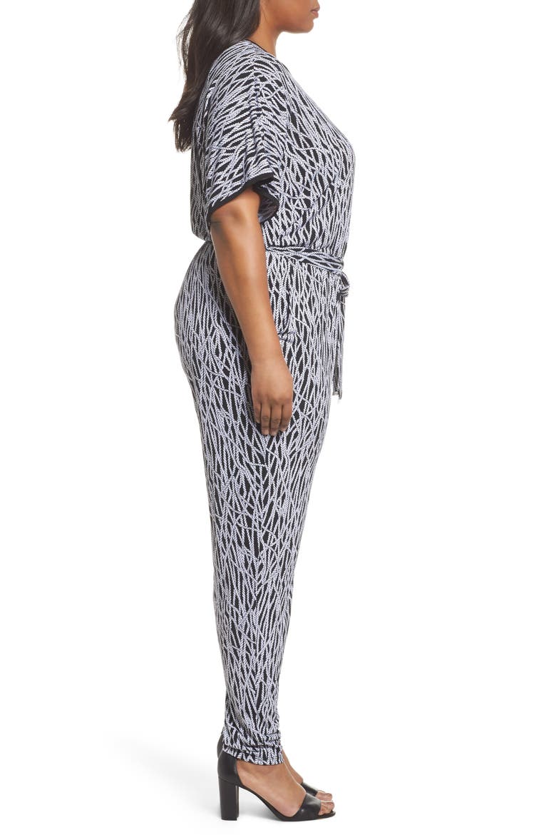 Chained Keyhole Neck Jumpsuit, Alternate, color, BLACK/ WHITE