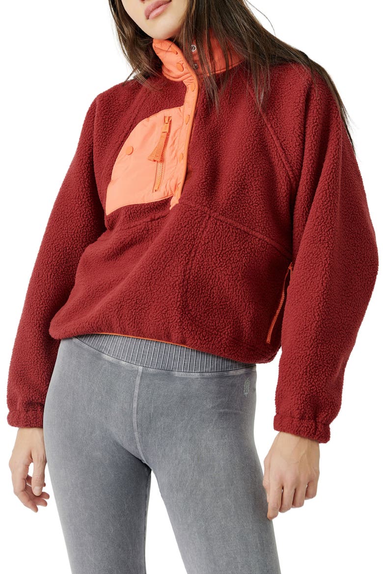 Hit the Slopes Colorblock Pullover, Main, color, DARK RED