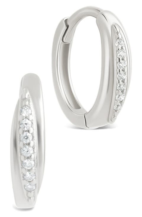 Denise Cubic Zirconia Pavé Huggie Hoop Earrings