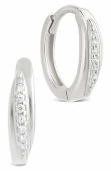 Denise Cubic Zirconia Pavé Huggie Hoop Earrings